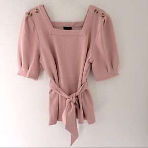 Anthropologie Current Air Barnette Mauve Pink Puff Sleeve Blouse